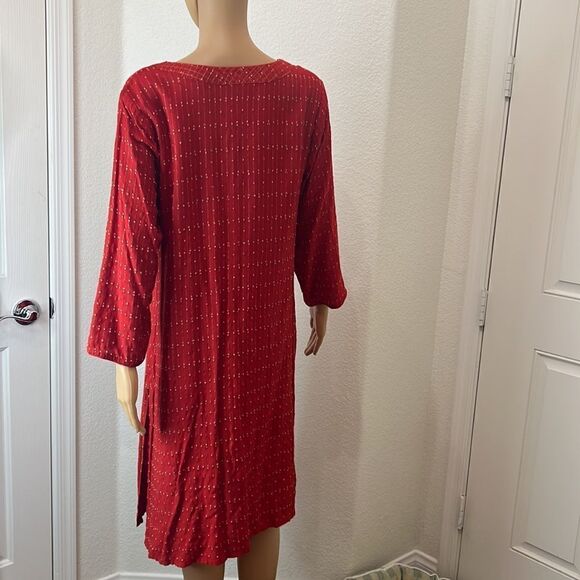 Fabindia Dress Red Gold Silk Blend Size XL - Picture 5 of 10